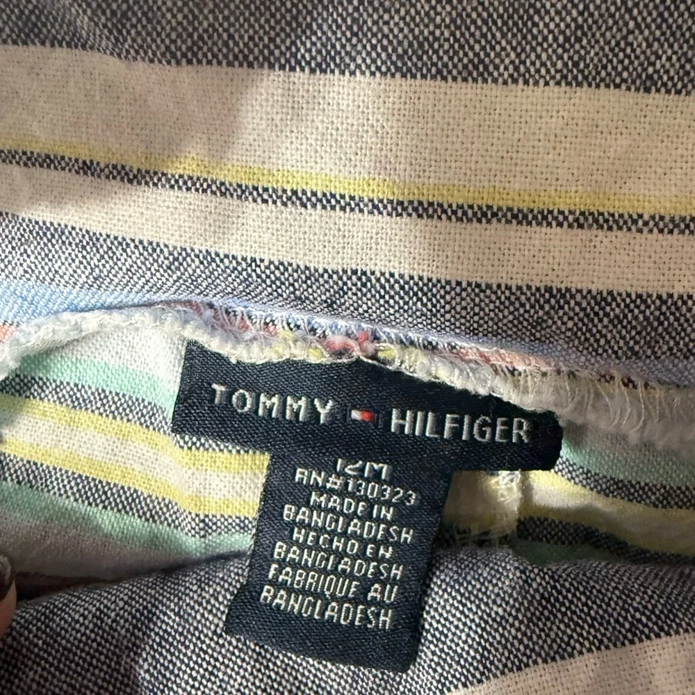 Tommy Hilfiger Striped Baby Overalls with embroidered H Logo